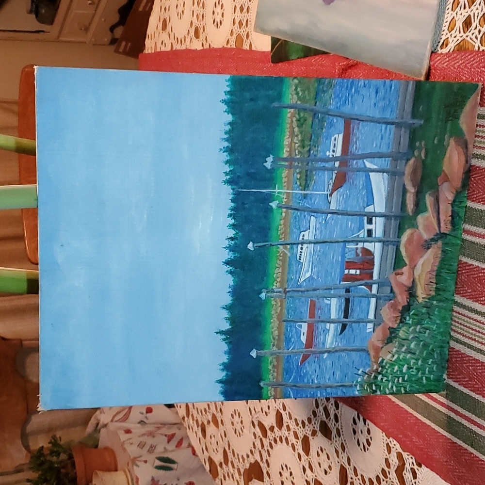 💥SOLD💥Authentic acrylic painting,coastle scene - Picture 5 of 16